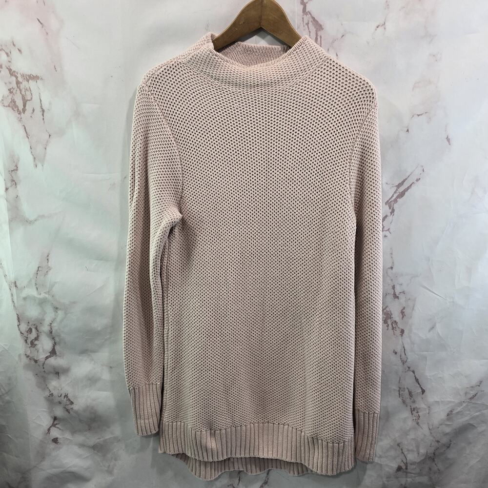 Duluth Dress Womens Medium Pink Mock Sweater Waffle Knit Tunic Worth Long Sleeve